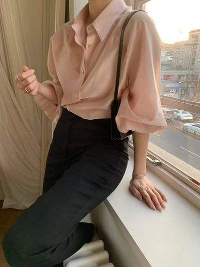 微光澤垂墜質感襯衫4