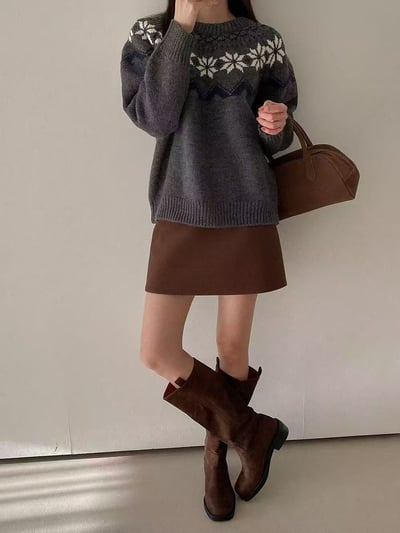 雪花提花針織毛衣4