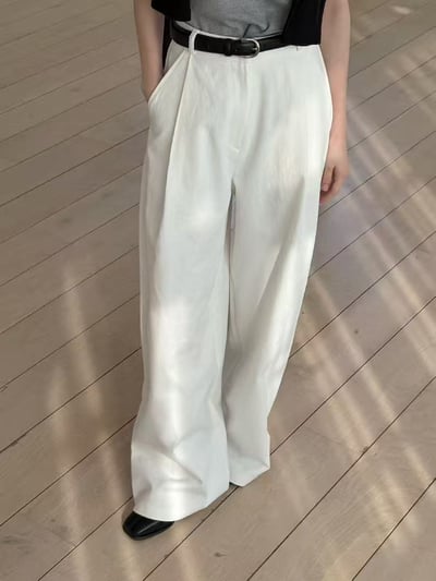 俐落感高腰寬版長褲3