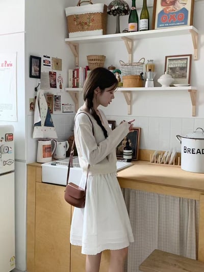 日常微法式・薄紗滾邊針織開襟2