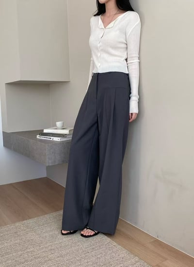 高腰垂墜感寬版西裝褲4