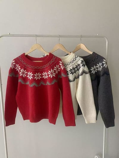 雪花提花針織毛衣8