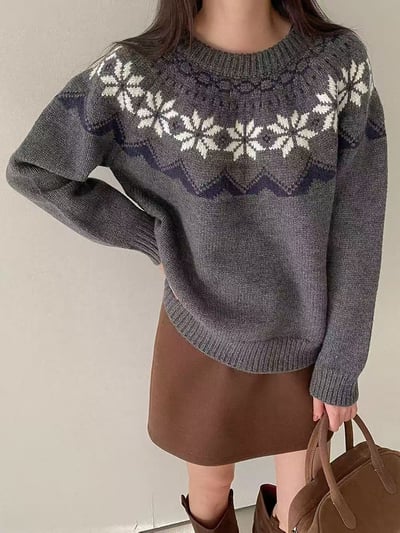 雪花提花針織毛衣6