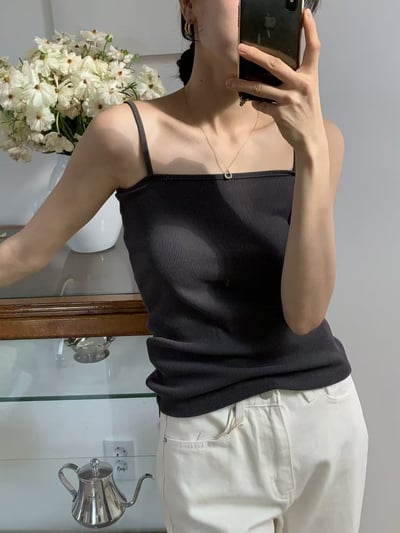 百搭細肩平口坑條背心8