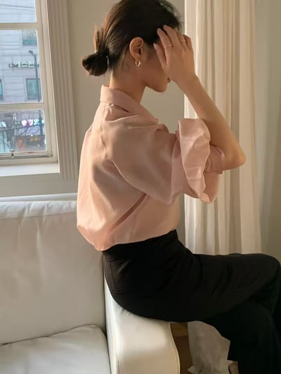 微光澤垂墜質感襯衫6