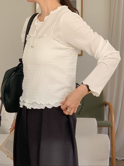 木耳邊兩件式罩衫背心組2