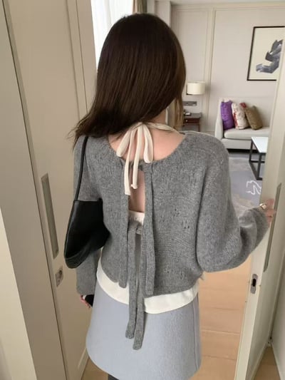 正反兩穿綁帶針織上衣8