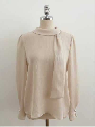 氣質垂墜領綁帶上衣7