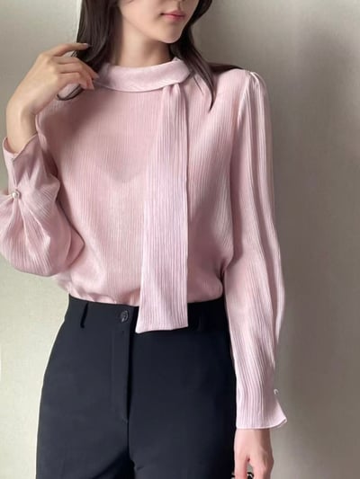 氣質垂墜領綁帶上衣5