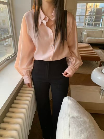 微光澤垂墜質感襯衫5