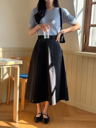 高腰修身傘狀長裙4