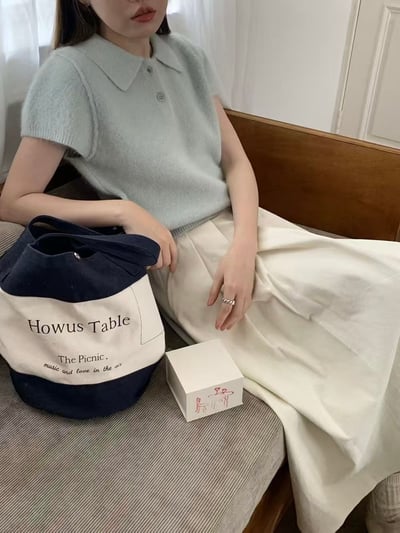 小翻領短袖針織上衣6