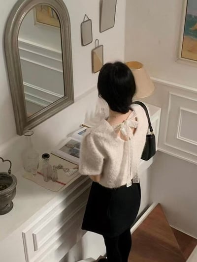 溫柔留白・點點緞帶針織上衣3