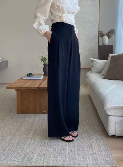 高腰垂墜感寬版西裝褲8