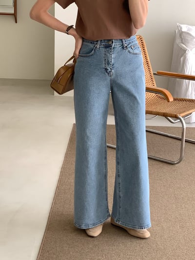 高腰長腿寬管牛仔褲4