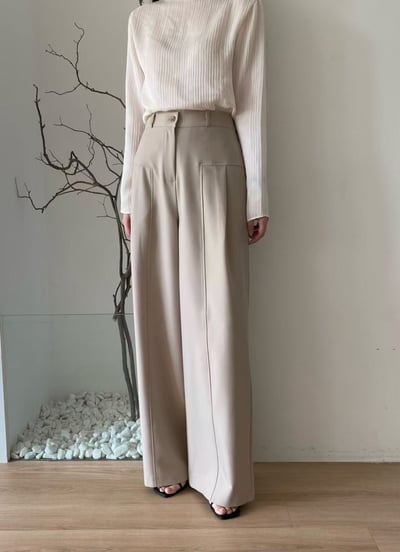 高腰垂墜感寬版西裝褲1