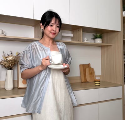 天絲光澤微透氣質上衣 藍10