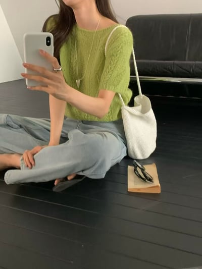 輕透針織短袖上衣4