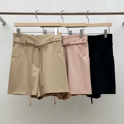 鬱金香花苞高腰綁帶短褲10