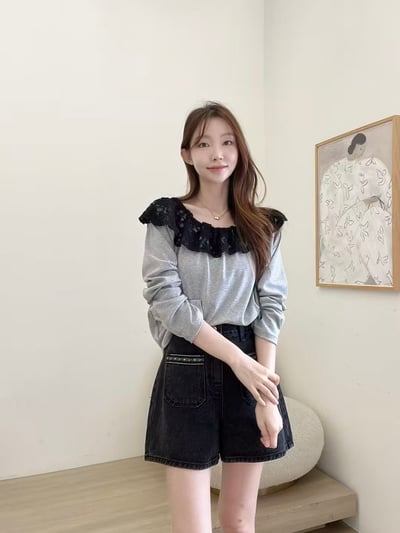 蕾絲拼接兩穿上衣10