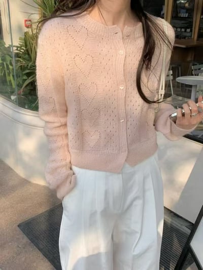 愛心鏤空針織開襟上衣4