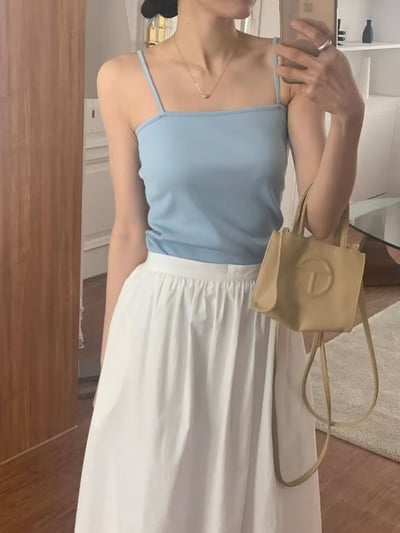 百搭細肩平口坑條背心12