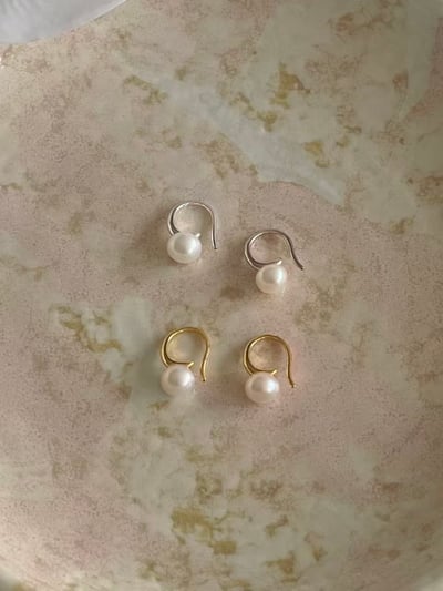 極簡珍珠小彎耳環｜925 Silver1