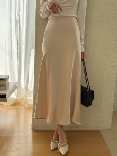 高腰緞面A字長裙6