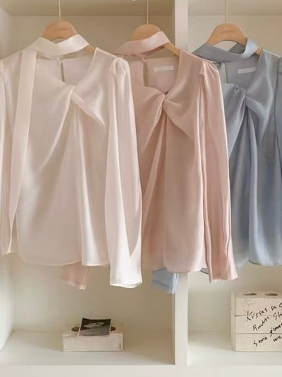 氣質交叉領綁帶上衣5