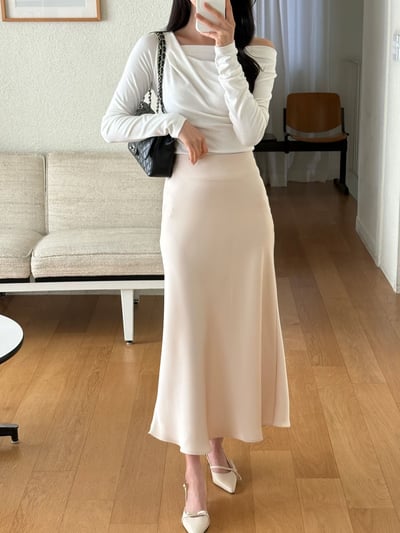 高腰緞面A字長裙3