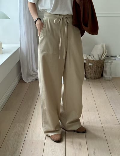日常垂墜綁帶長褲1