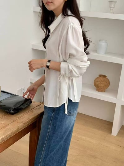 日常層次・綁帶襯衫1