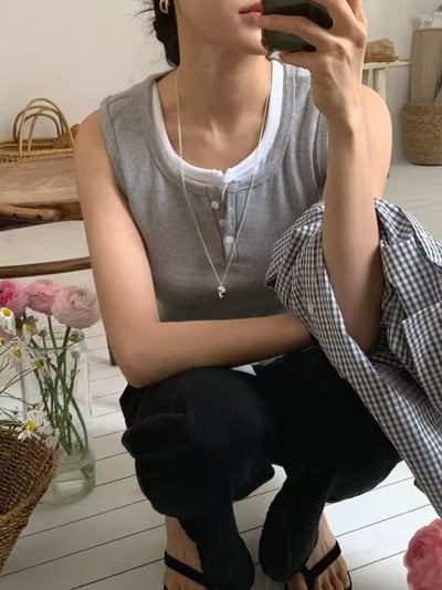 坑條排扣無袖背心11