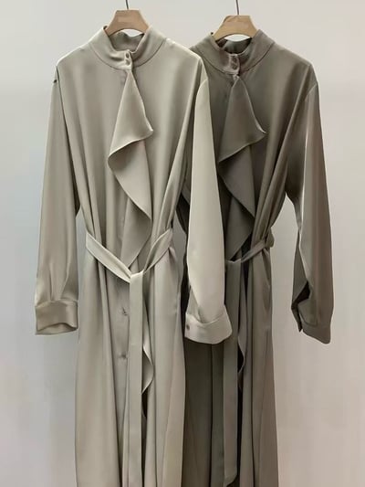 風衣感綁帶開衩長洋裝5