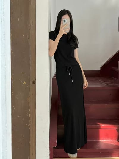 直紋針織兩件式套裝6