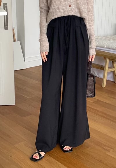 高腰綁帶垂墜寬褲2