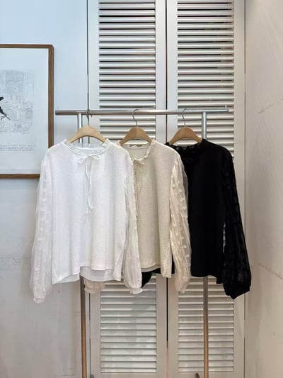 氣質拼接透紗上衣9