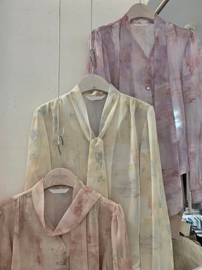 柔霧暈染綁帶雪紡上衣6