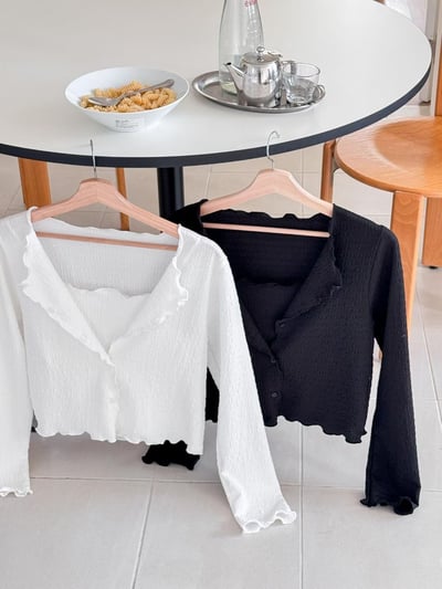 木耳邊兩件式罩衫背心組8