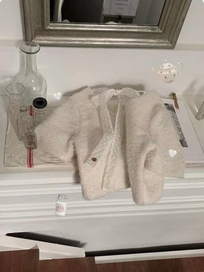 溫柔留白・點點緞帶針織上衣7