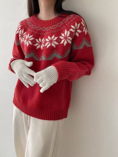 雪花提花針織毛衣3