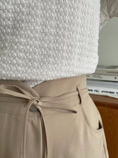 鬱金香花苞高腰綁帶短褲7