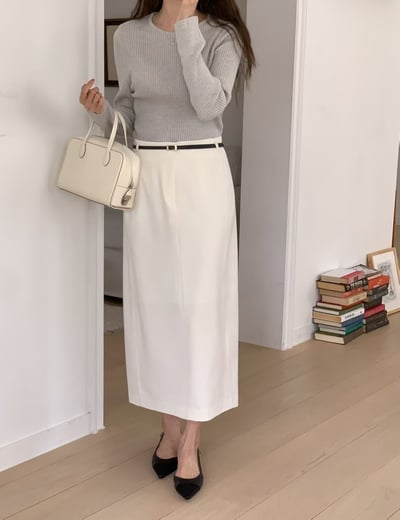 極簡修身直筒長裙1