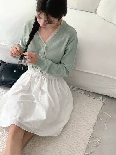 日常微法式・薄紗滾邊針織開襟6