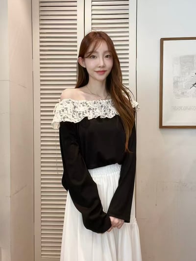 蕾絲拼接兩穿上衣1