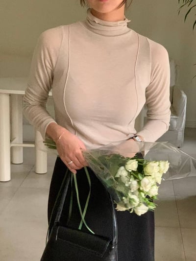 小荷葉高領柔棉上衣4