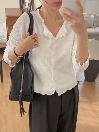 木耳邊兩件式罩衫背心組6