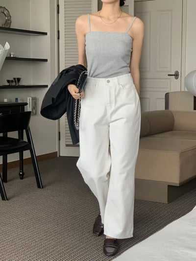 百搭細肩平口坑條背心3