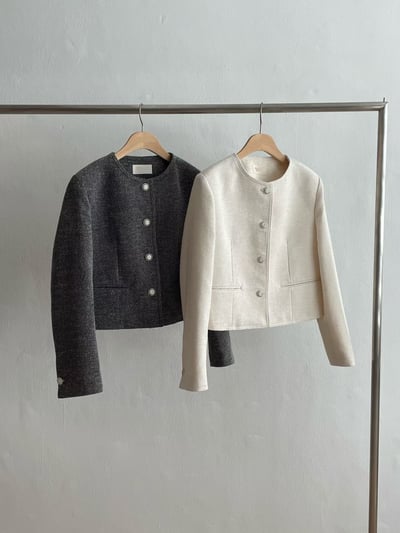 銀色鏤空鈕扣短版外套2