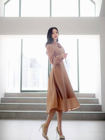 典雅名媛・綁帶公主袖長洋裝12